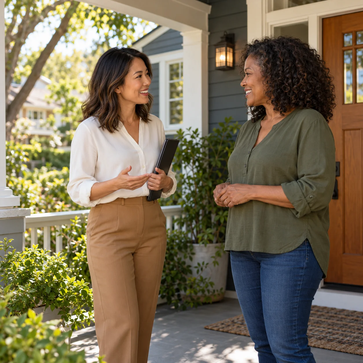 An agent talking with a colleague